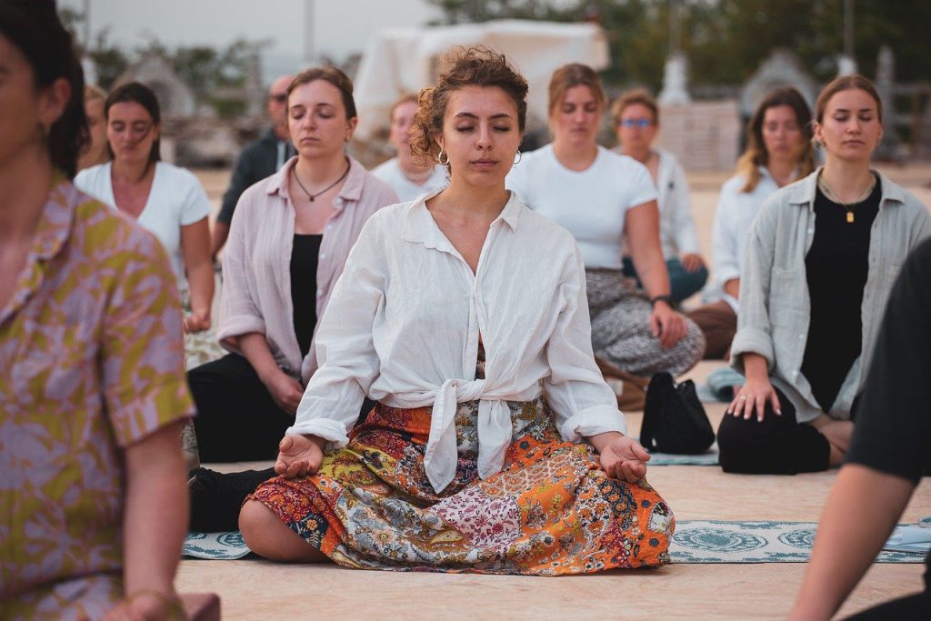 Group of Australian women practice yoga in Thailand